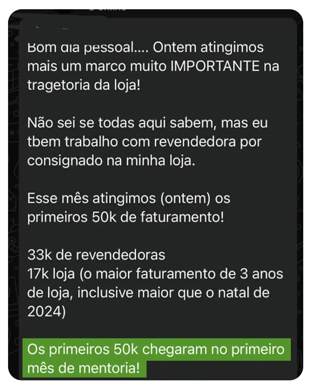 Depoimento de aluna