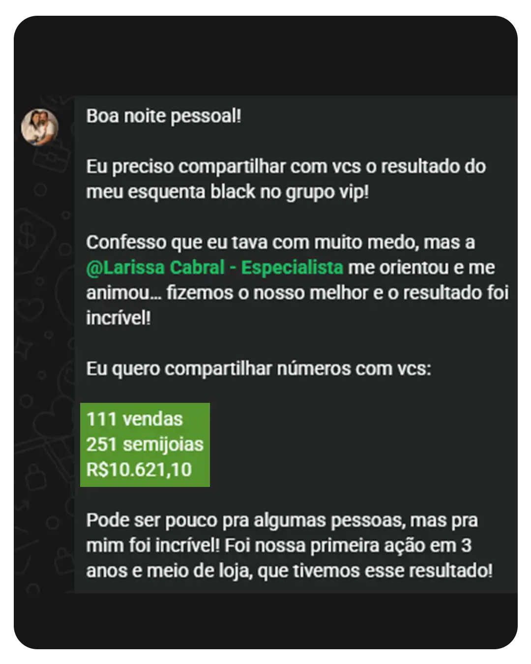 Depoimento de aluna