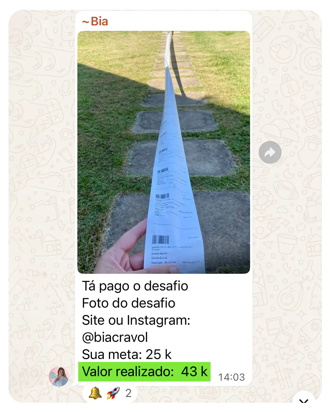 Depoimento de aluna