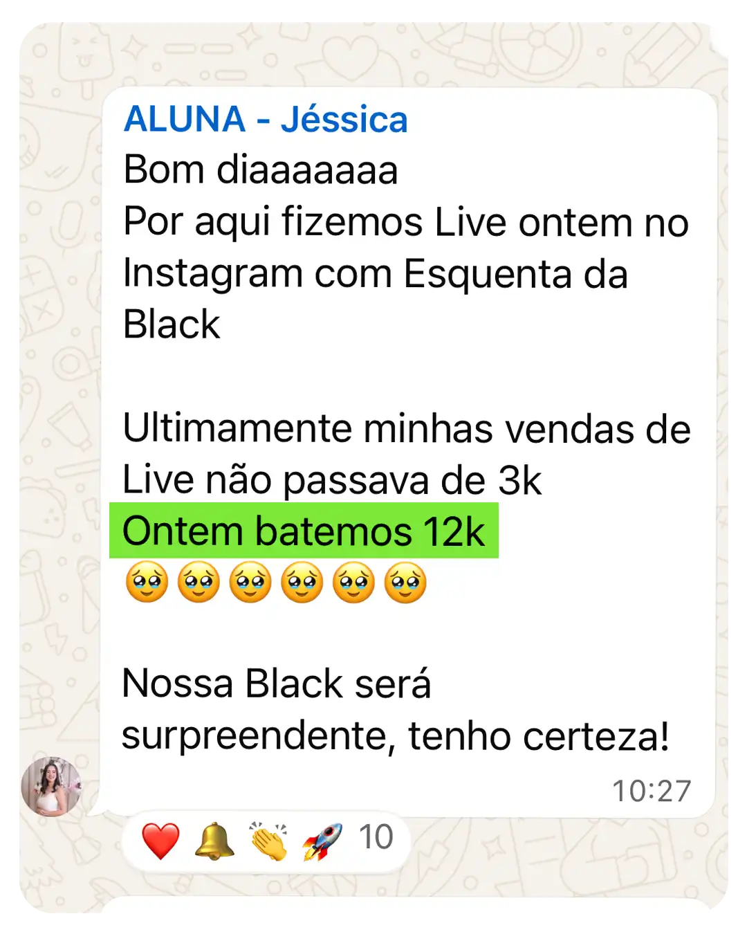 Depoimento de aluna