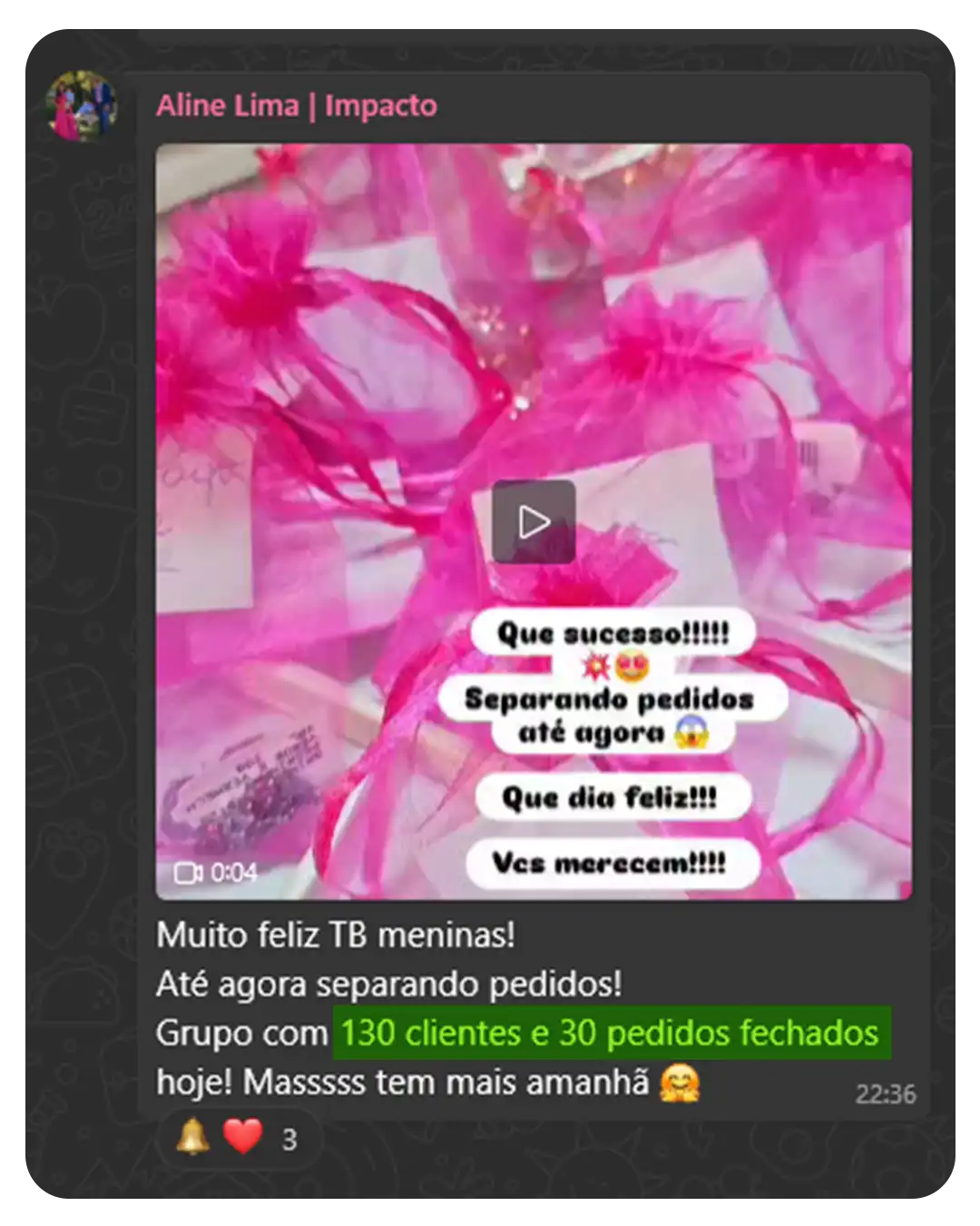 Depoimento de aluna