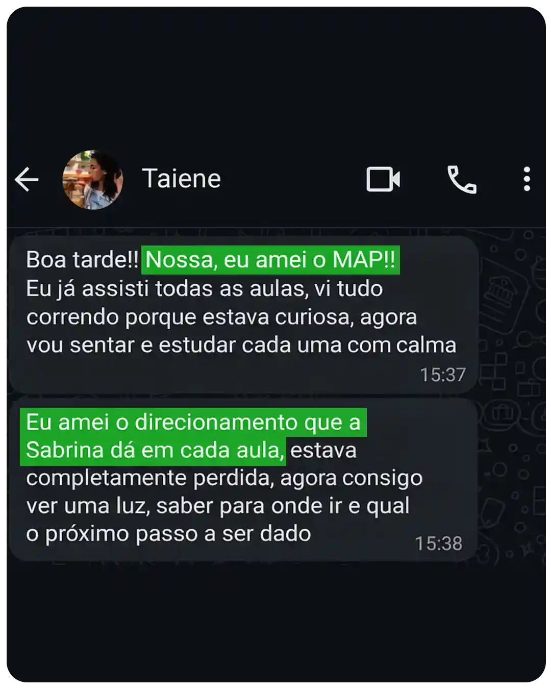 Depoimento de aluna do MAP