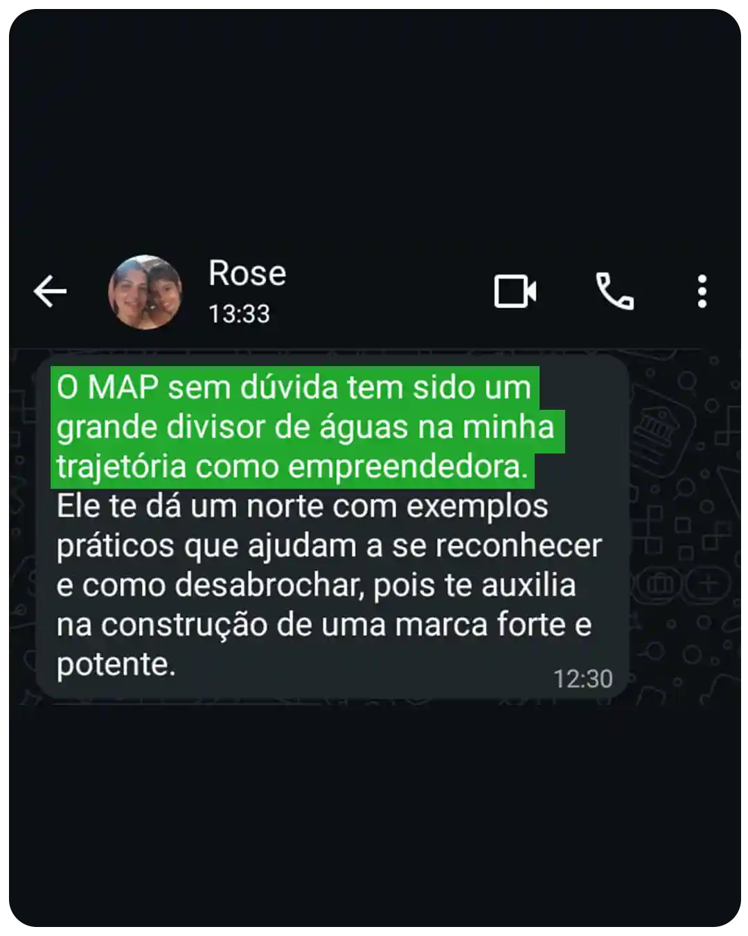 Depoimento de aluna do MAP